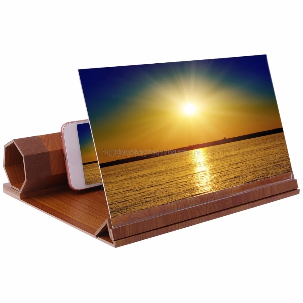 

Mywood 12 Inch 3D Enlarged Screen Magnifier Amplifier HD Video Amplifying Glass Wood Desktop Folding Holder Eye Protector My06