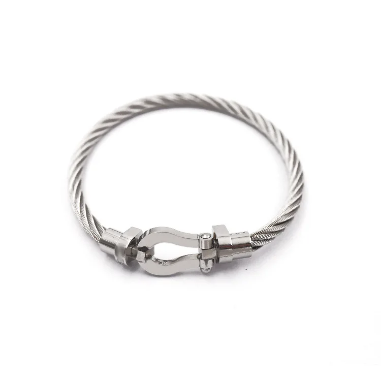 

Bilincolor silver color multi twisted cable wire Bangle stainless steel bracelet for men and women