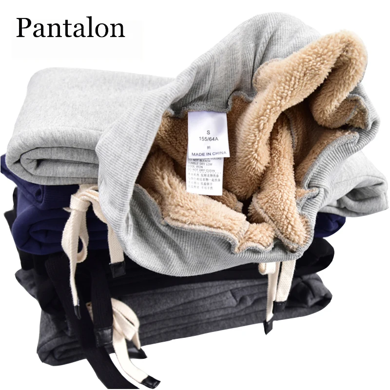 Pantalon 2018 зимние новые штаны из овечьей шерсти больших размеров с бархатной