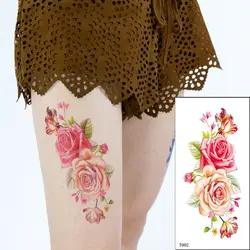 1 шт Временная тату-наклейка для 45 стиля; Цвета: розовый; цветы розы бабочки татуировка на руку, плечо водонепроницаемые туфли, женские