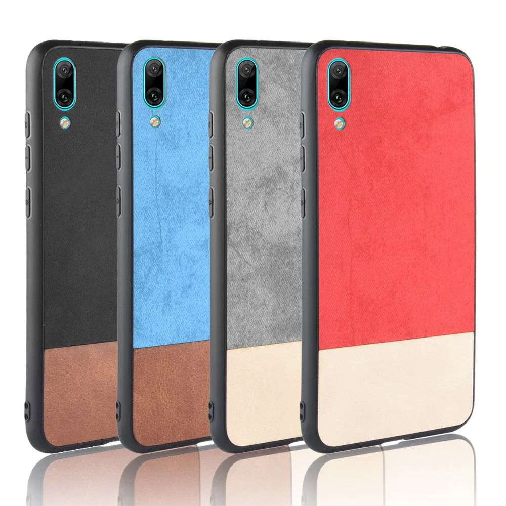 for Huawei Y7 Pro 2019 Cover Fabric Cloth Leather Case PU TPU Back For Y6 Prime Y9 2018 P Smart Plus Capas |