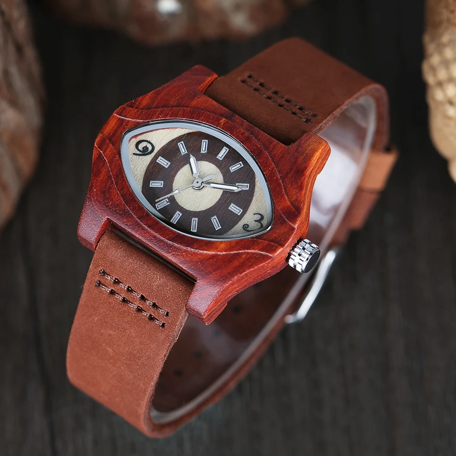 YISUYA Trendy Bamboo Wood Ladies Wrist Watch Like Eye Red Wooden Quartz Watch Nature Timber Creative Watches Women Bangle Clock (16)