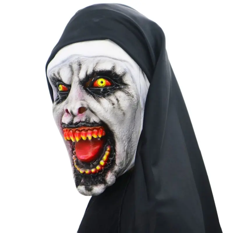 Хэллоуин ужас латексная монашка маска полное лицо покрыта платок для взрослых и детей косплей реквизит для розыгрышей