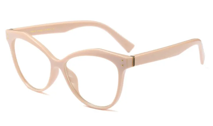 CCSPACE 6 цветов женские Cateye очки оправа для мужчин и женщин с заклепками брендовые дизайнерские оптические очки модные компьютерные очки 45288 - Цвет оправы: C3 khaki clear