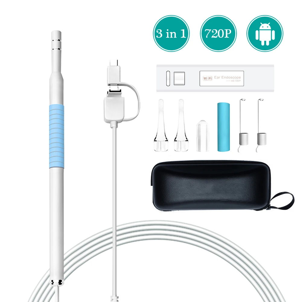 Беспроводной 3 в 1 USB ушной очиститель ушной эндоскоп 720P ушной нос медицинский бороскоп осмотр для IOS Android Windows Mac