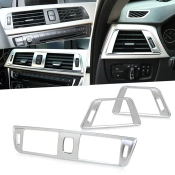

beler 3pcs Chrome ABS Plastic with Matt Chrome Dashboard Air Vent Cover Trim for BMW 3 Series F30 2013 2014 2015 2016