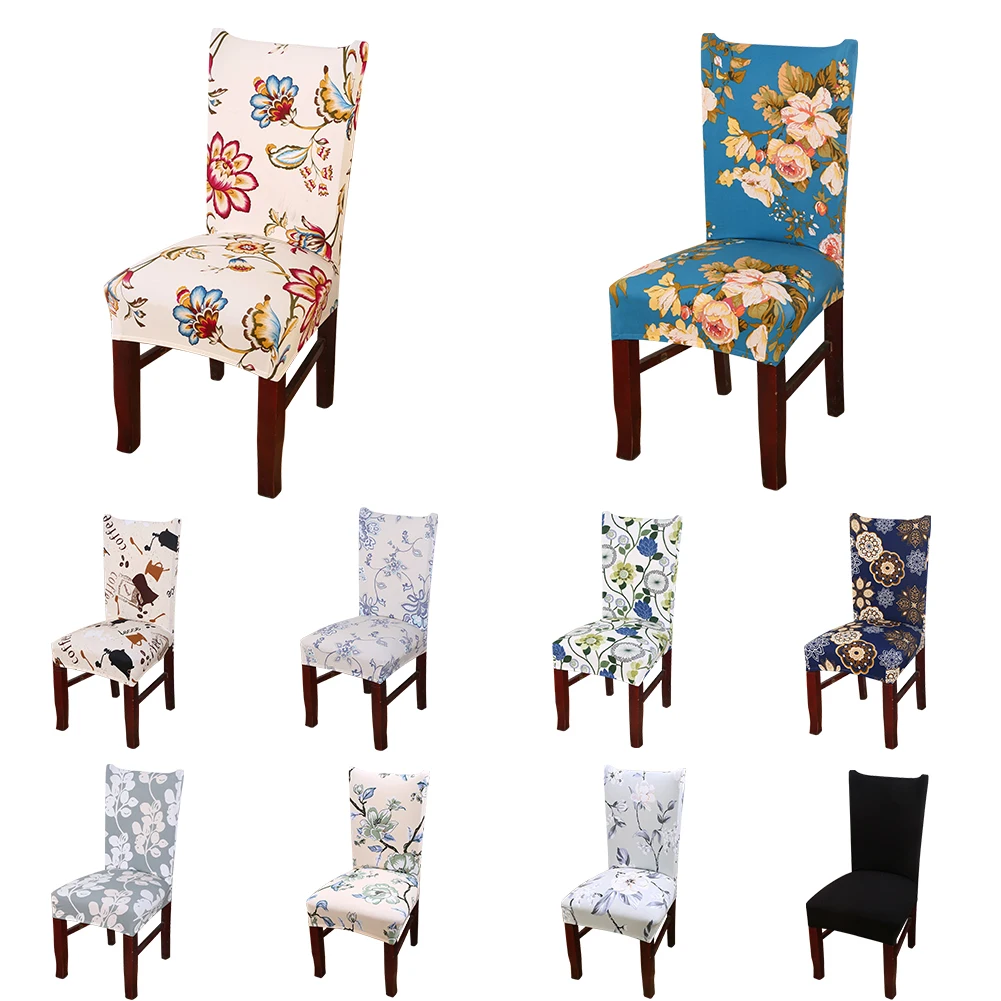 

tretch Chair Cover Dining Chair Set Simple Printed One-piece Short Home Hotel Computer Dining Table Chair Cover D20