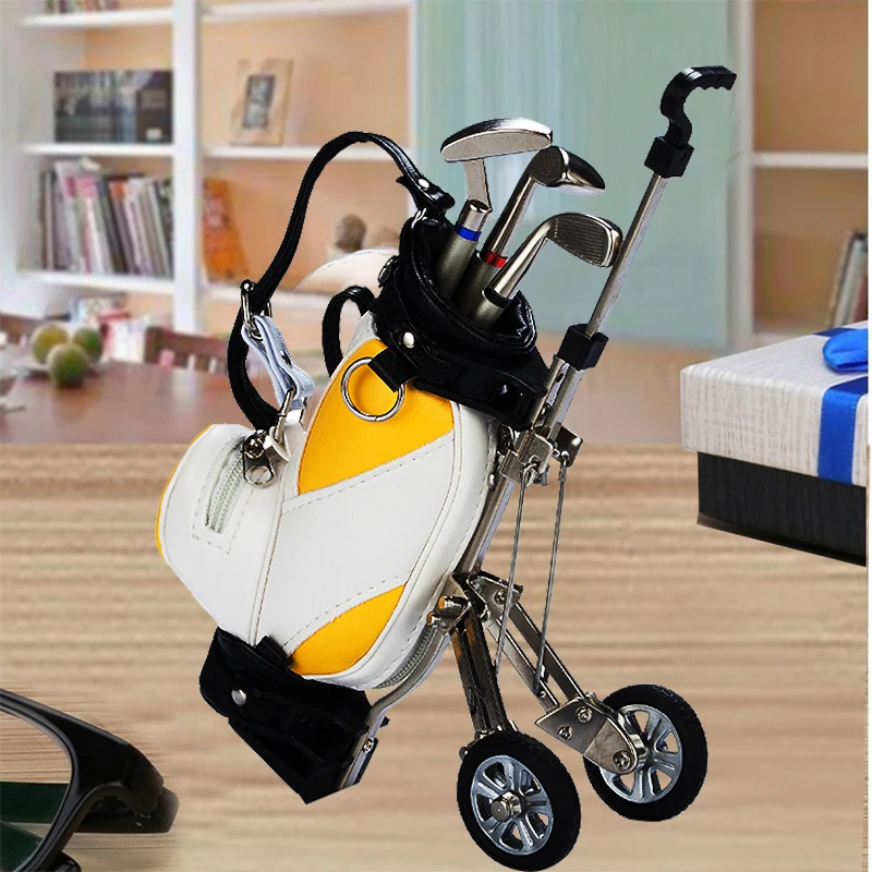 CRESTGOLF Golf Car Holder with 3 Pens Bag Holders Golf Decorations Desk Gifts Golf Souvenirs Novelty Gift Accessories 5