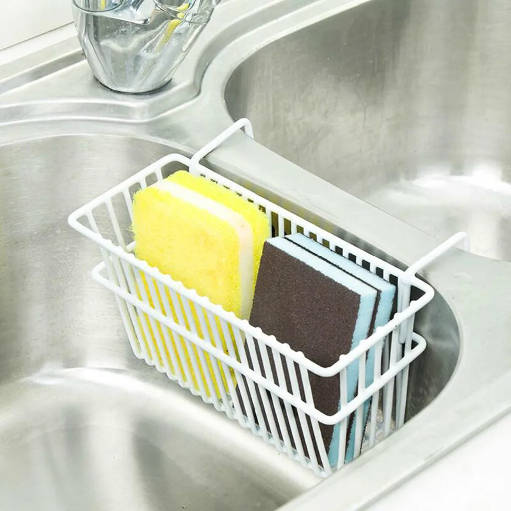 1 pcs Kitchen Sink Rack Sponge Soap Drain Holder Bathroom Hanging Caddy Basket Shelf Iron