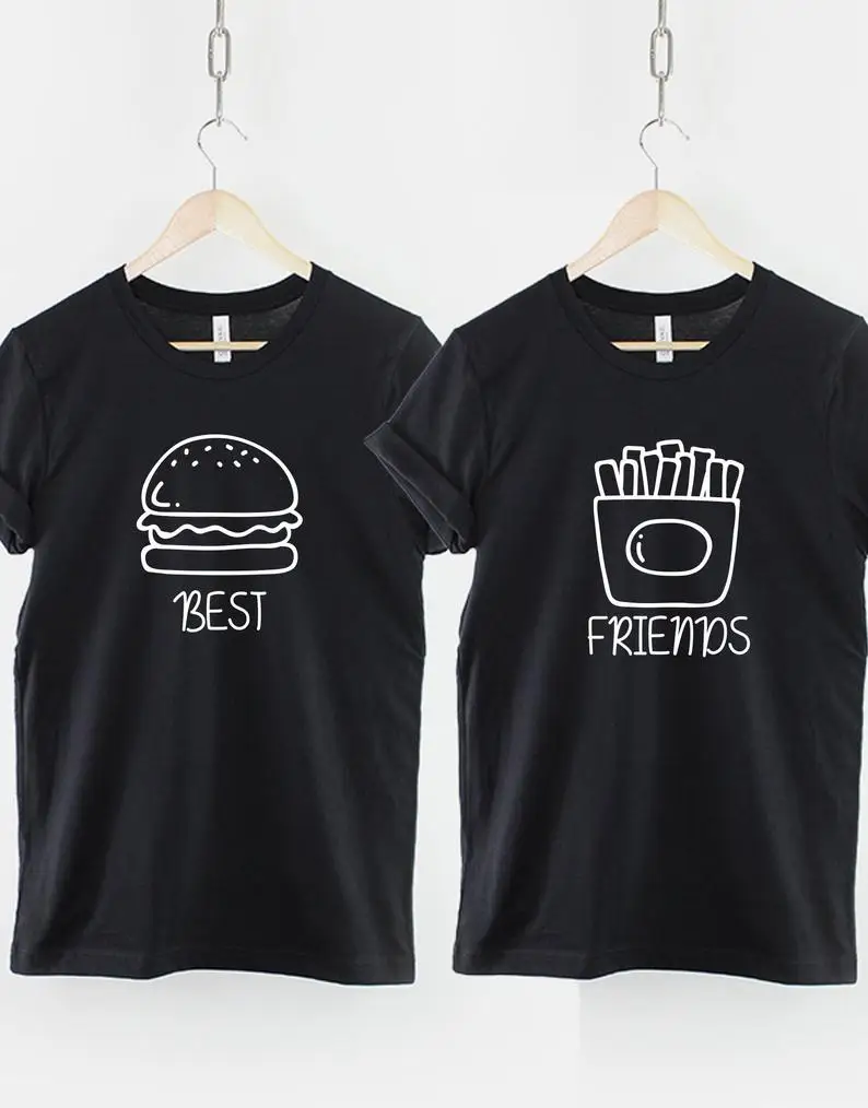 

Skuggnas New Arrival Best Friends T-Shirt Burger and Fries Tees Matching Best Friend T-Shirts Set bff Funny t shirts Drop Ship