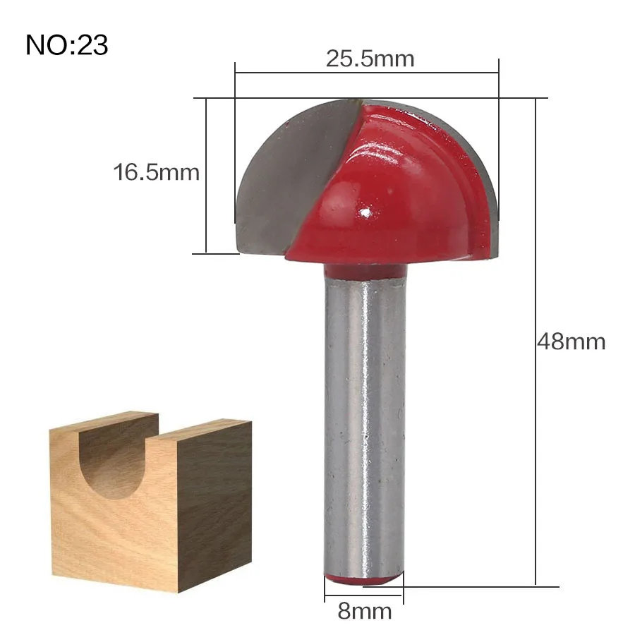 1 шт. 8 мм хвостовик древесины фрезы прямой концевой фрезы триммер очистки заподлицо отделка угловая круглая бухта коробка биты инструменты фрезерные Cutte - Длина режущей кромки: NO23