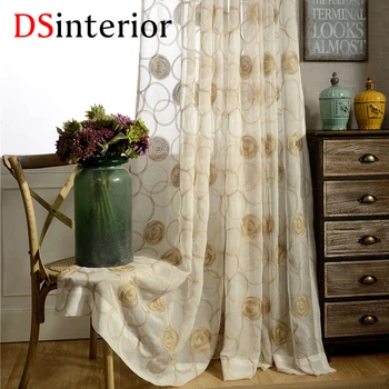 

DSinterio modern Embroidery tull Curtains Sheer Curtains for Living Room bedroom Window