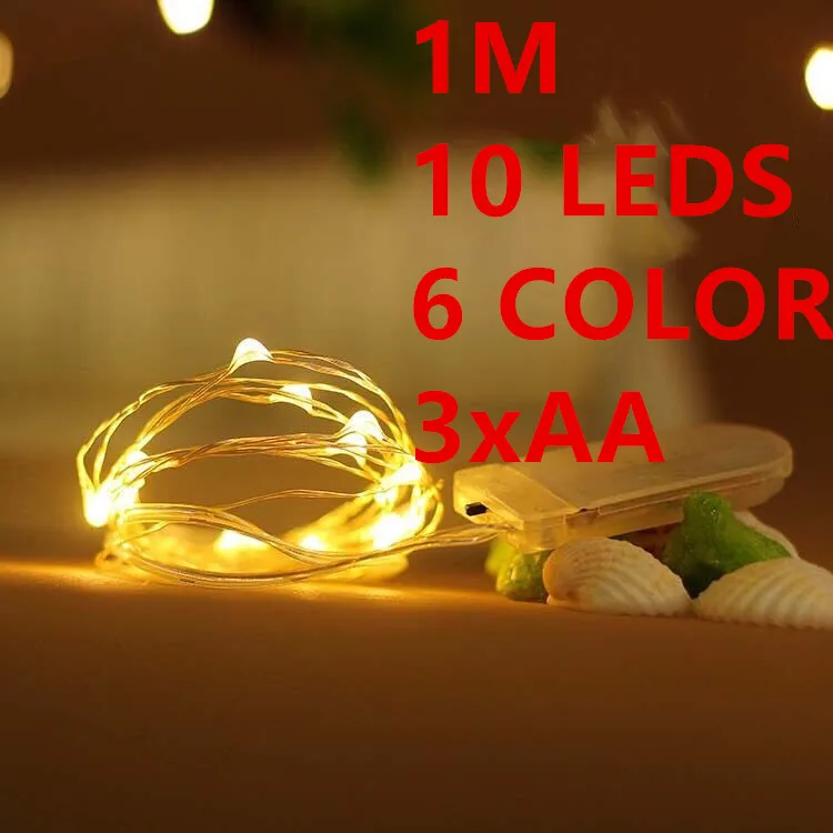 6 color 1M 10leds Fairy font b String b font Lights lamp 3AA Battery Operated Mini