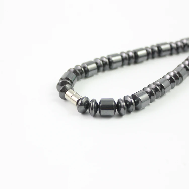 Magnetic Hematite Energy Power Necklace with Round Flat Beads Handmade for Men and Women Healing Jewelry