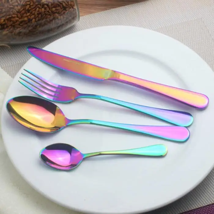 1pc/ 4pcs Dinner Wedding Travel Cutlery Spoon Stainless Steel Fork Scoops Silverware Set PAK55