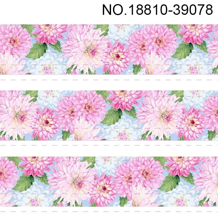 10yards- different sizes-Flowers pattern Grosgrain ribbon-beautiful flowers pattern printed ribbon - Цвет: 18810-39078