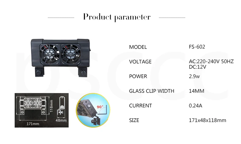 12V Low Noise Fish Tank Coldwind Cooling Fan Hang On Water Plant Cooler Temperature Control Marine Aquarium Coral Reef