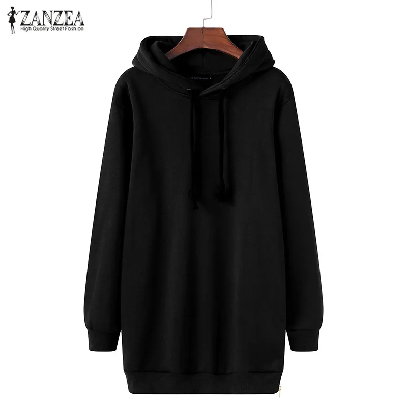  ZANZEA Women Hoodies Sweatshirt 2019 Spring Autumn Female Long Sleeve Hooded Tops Casual Loose Plus