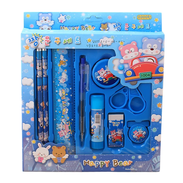 9in1 Learn Stationery Box Set Pencil Eraser Ruler Sharpener Kids Girls