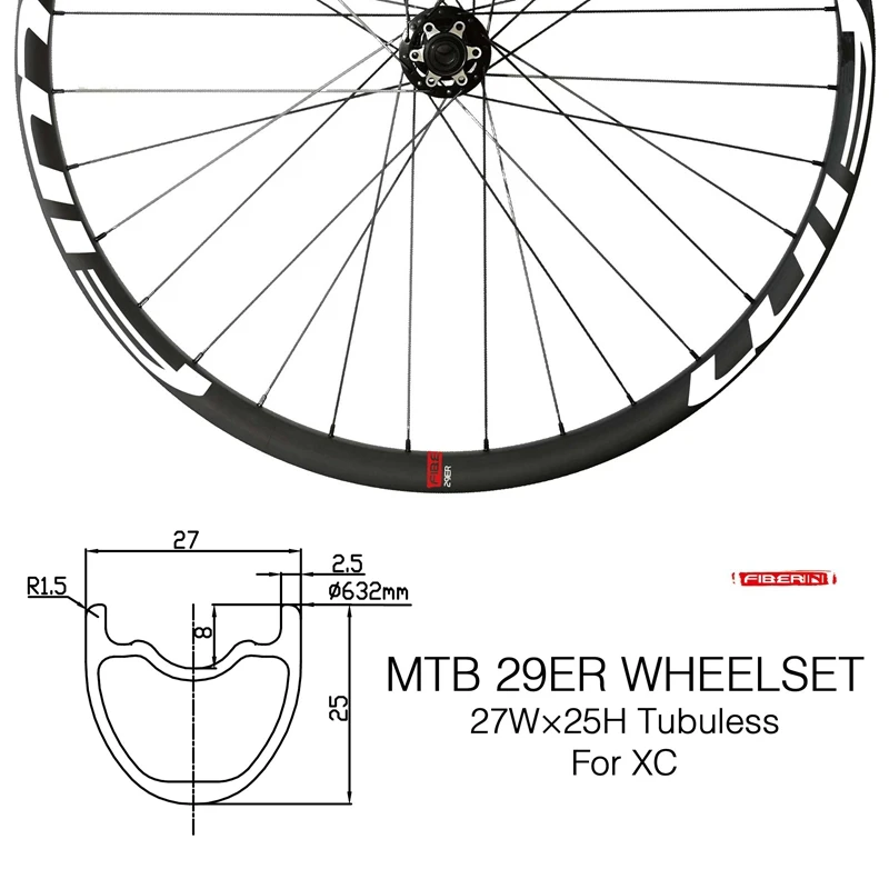 OEM MTB колесная пара 29er горный велосипед 27 мм XC ширина углеродное колесо без крючка