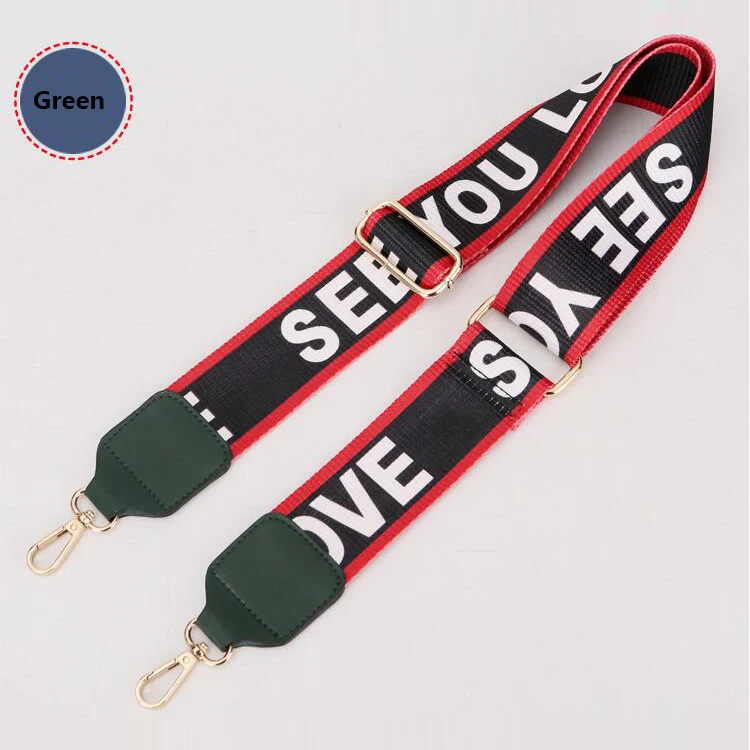 

Women Adjustable Shoulder Straps Famous Brand Female Guitar Strap Female Strap Bag Straps Gold Buckle Bag Accessories Green