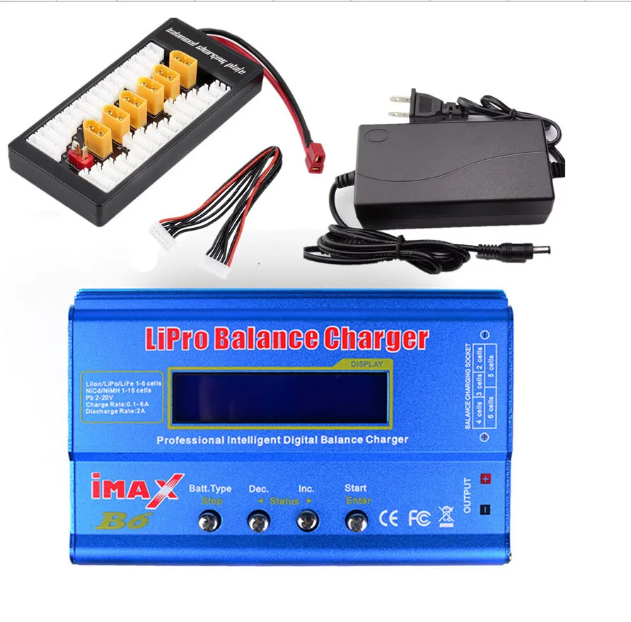 AKASO iMAX B6 ЖК-экран цифровой RC Lipo NiMh батарея баланс зарядное устройство+ XT60/T вилка адаптер плата 2-6S+ 12 В 6A адаптер питания - Цвет: with XT60 adaptor