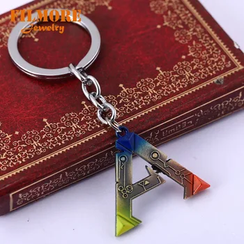 

Hot Anime ARK Survival Evolved Keychain Jewelry Vintage Pendants Colorful A Letter Logo Key Holders Porte Clef Marque Llaveros