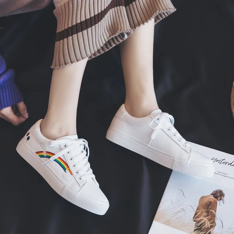 New Women Spring Shoes Fashion Sneakers Casual Canvas Shoes Female Summer Lace-Up Flat Zapatillas Mujer Vulcanize Shoes