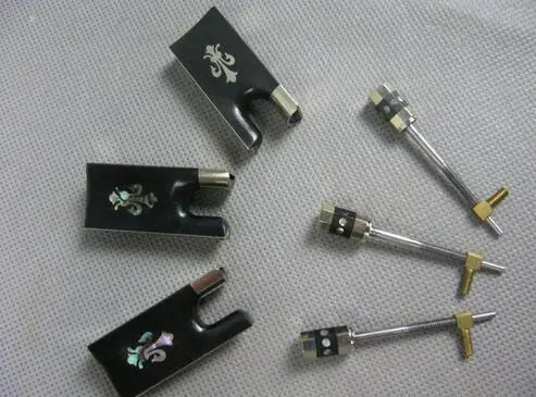 

2 pcs 4/4 violin ebony bow frogs with silver mount