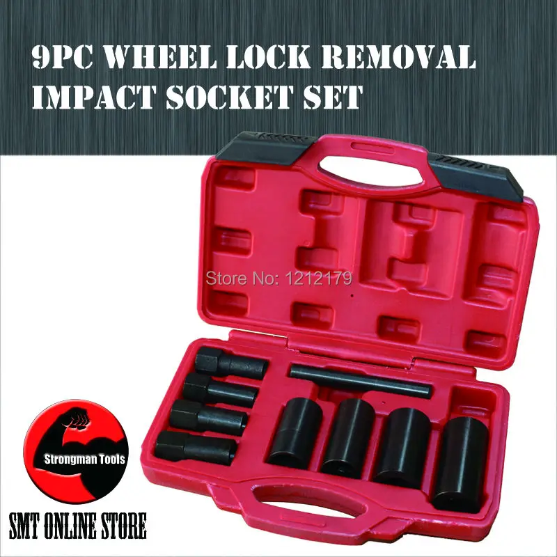 Auto Repair Tools 9pc Wheel Lock Removal Impact Socket Setin Tire
