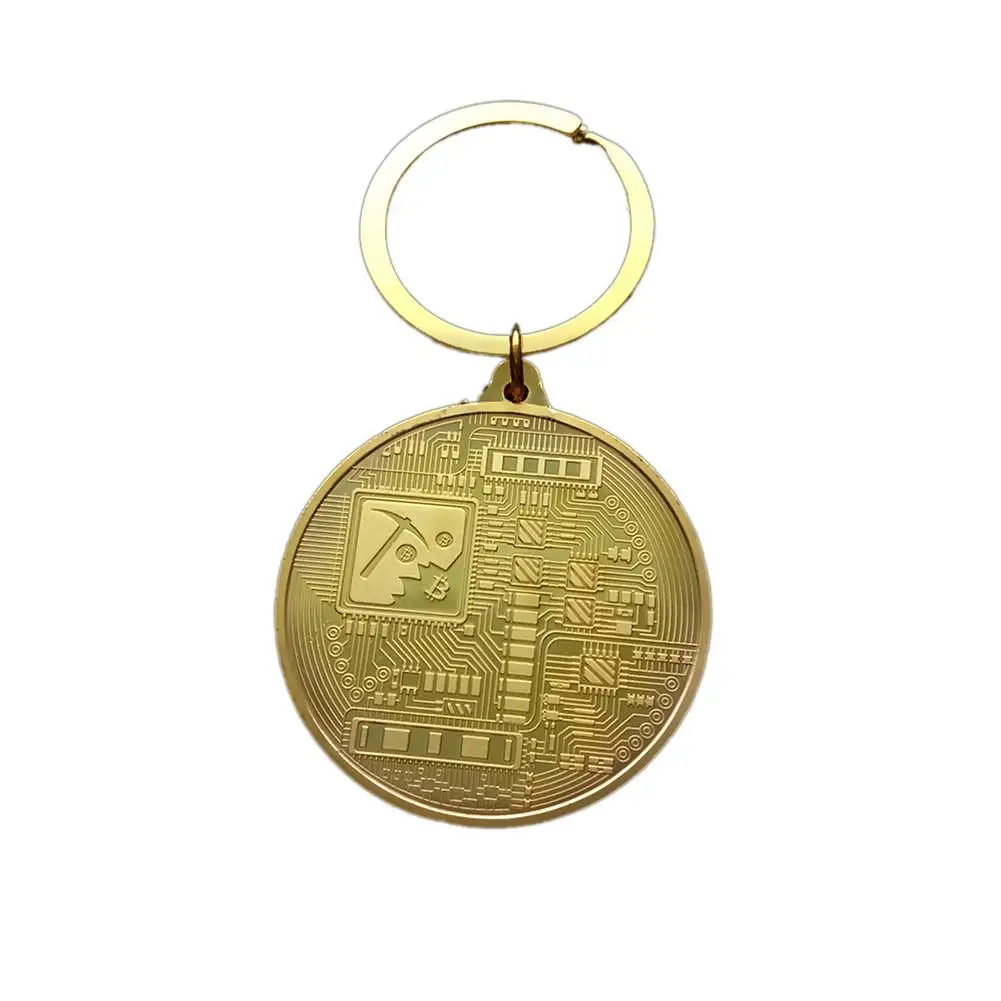 Bitcoin Keychain Gold Plated Bitcoin Coin Key Accessories BTC Coin Art Collection Bitcoin Keychain Gold Plated Bitcoin Coin Key Accessories BTC Coin Art Collection