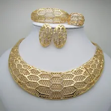 Модный комплект ювелирных изделий из Дубаи золотого цвета, вечерние свадебные подарки, нигерийские женские Свадебные африканские бусы, комплект ювелирных изделий