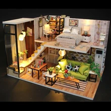 DIY деревянный кукольный домик с мебелью 3D деревянный Miniaturas кукольный домик игрушки для детей подарки на день рождения деревянный Juguetes Brinquedos
