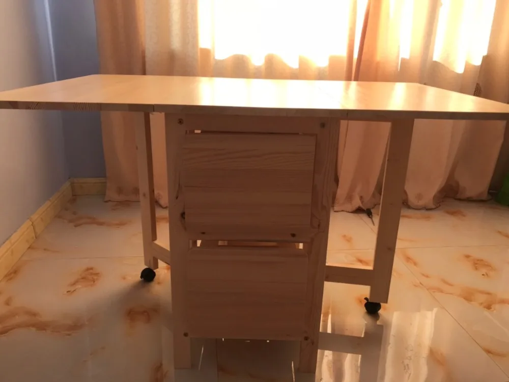 High Quality Solid Wood Folding Dinning Table Set Multifunctional Mesa de comedor Plegable Desk Folding Esstisch