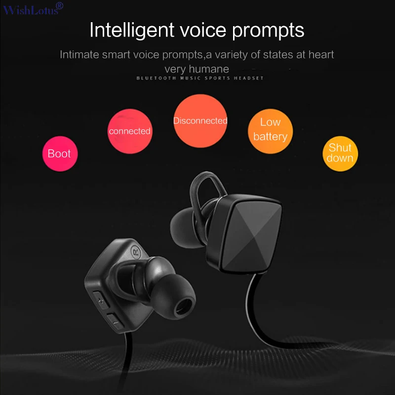 Wishlotus M3 Menjalankan Sport Bluetooth Earphone Nirkabel In-Ear Earphone Binaural Stereo Handphone Umum Bluetooth 4.1