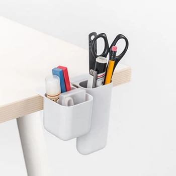 

Adhesive Desktop Storage Box Monitor Storage Pen Holder Sticky Note Storage Holder Mini Organizer for Headphone Wire Stationery