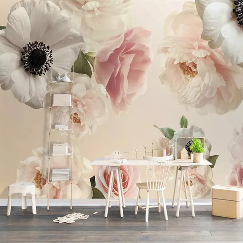 Пользовательские 3D фото обои романтические Красивые цветочные цветы фреска спальня Свадьба комната ТВ фон настенные фрески обои рулон 3D