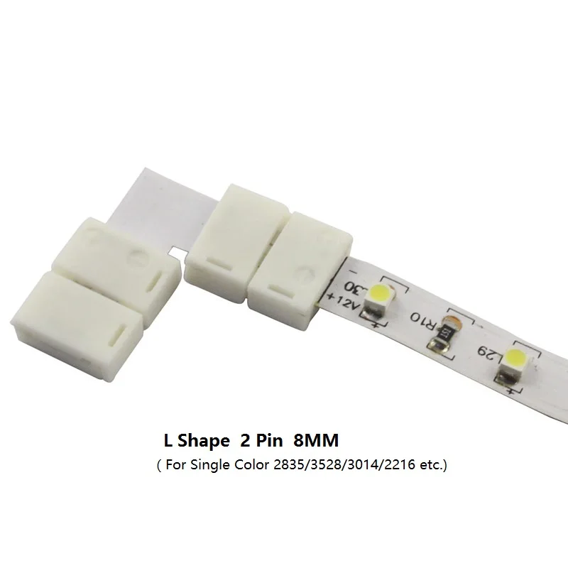 2 pin 10mm 8mm solderles led strip connectors L shape (2)