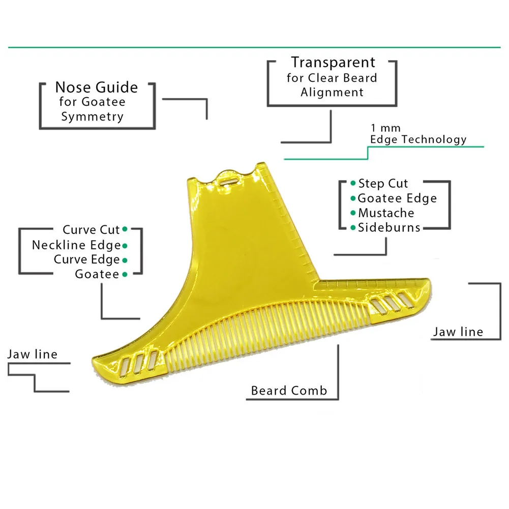 Для укладки бороды только тонкий 1 мм Шаблон трафарет борода гребень для мужчин легкий и гибкий инструмент для формирования бороды