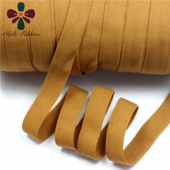 

5/8'' 15mm Solid Plain Matt Fold Over Elastic FOE Elastic Ribbon 50y/lot handmade hair tie headband sewing supplies,Golden Brown