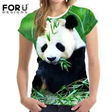 FORUDESIGNS принт с милой пандой футболка для женщин футболки Топы 3D эластичная футболка Femme Основные женские майки для бодибилдинга Топ Плюс Размер