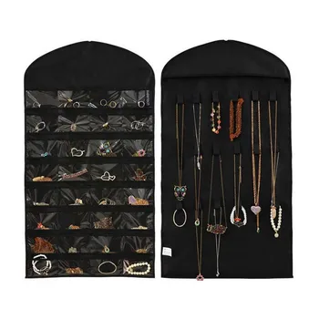

Clothes Shape Black Jewelry Hanger Bag Double Faced Accessories Non-woven Multicellular Jewelry Storage Display Rack Storage Box
