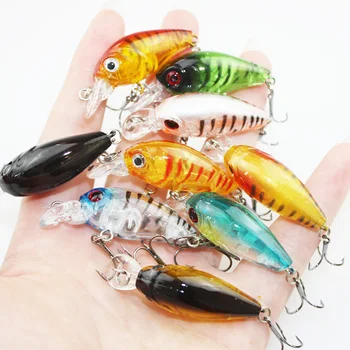 

Soloplay 9PCS/Lot Cranks Super Quality 9 Colors 4.5cm 4g Hard Bait Minnow Fishing lures Bass Fresh Salt water #10 hook