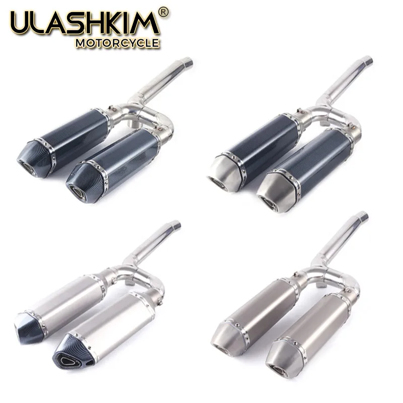 

Motorcycle Exhaust Muffler Contacter Link Mildde Pipe Full System Slip On For Yamaha FZ6N FZ6S FZ6