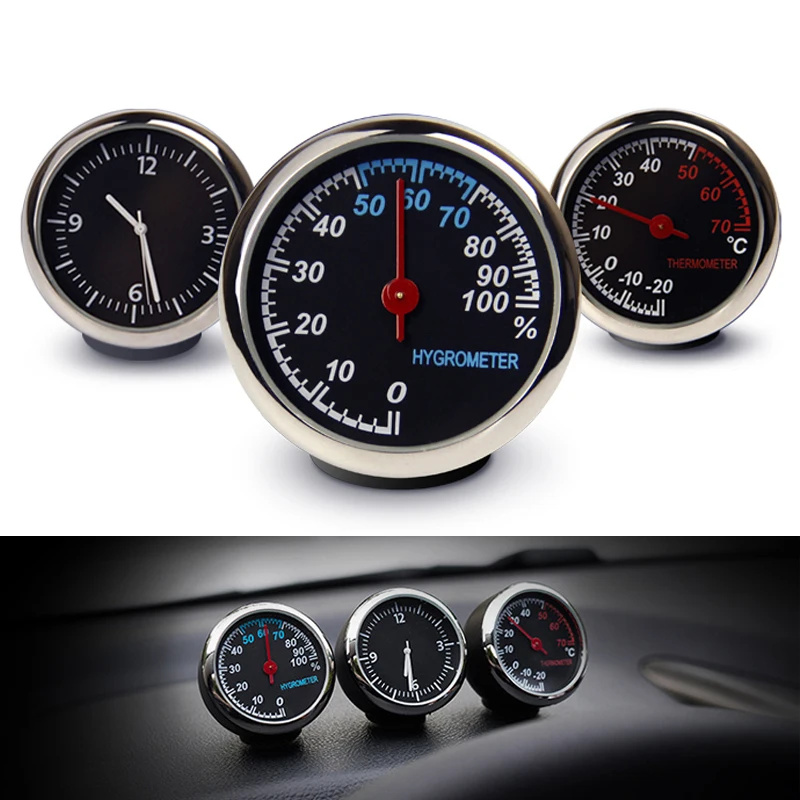 

Car Mechanics Quartz Clock Watch Digital Pointer Car Temperature Meter Tool Mini Noctilucent Watch For Auto Decoration