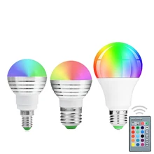 YWXLight E27 E14 RGB LED Bulb 110V 220V 85-265V 16 Color Magic LED Night Light Lamp Dimmable LED Light Spotlight 24key Remote C