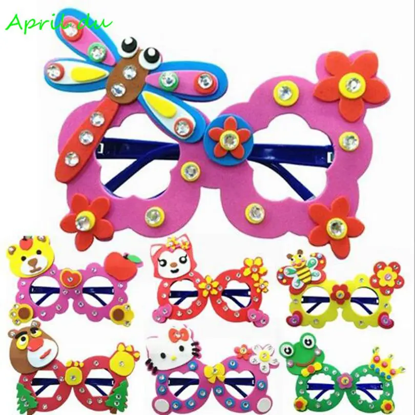 

April Du Cartoon Eva Foam Sticker Glasses DIY Craft Kit Creative Kindergarten Educational Toys for Kids Birthday Party,30pcs