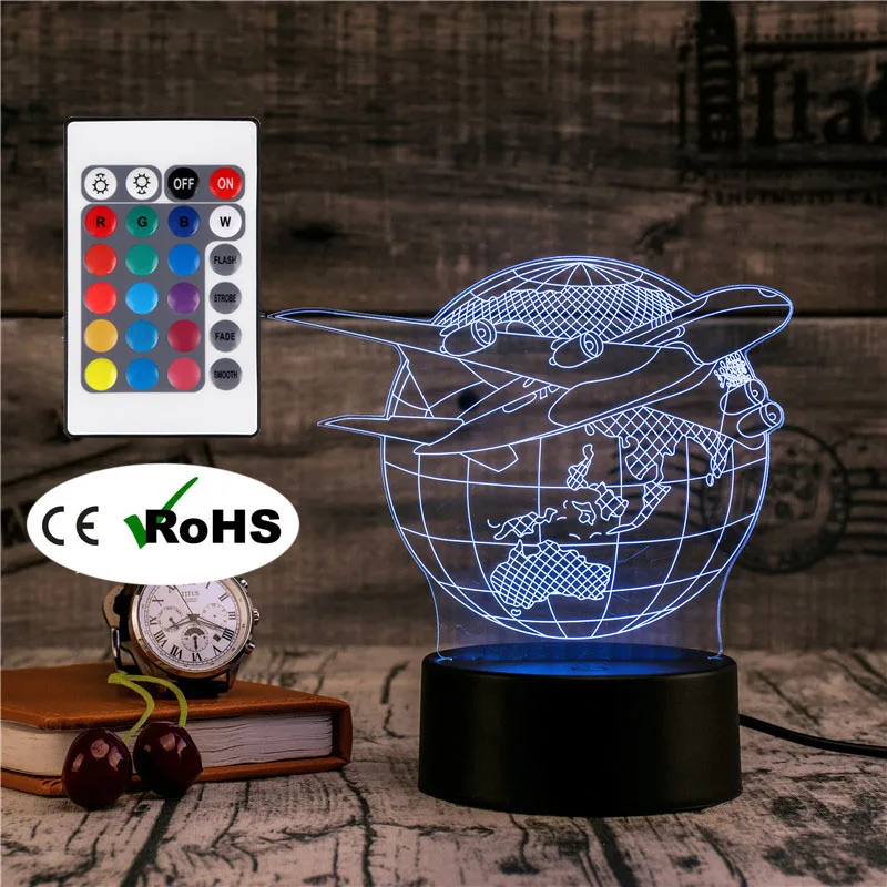 

3D Led Novety Lighting Creative Gift Night Light Table Lamp Airplane Earth Light Led Home Corridor Hotel Party Atmosphere Lights