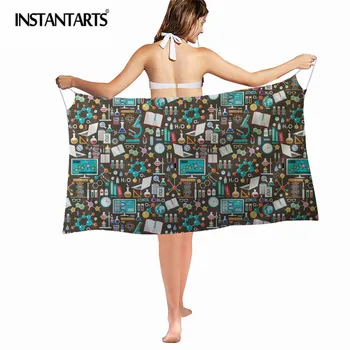 

INSTANTARTS Science Print Sexy Sarongs Bikini Beach Tunic Beach Cover Up Bathing Suit White Robe De Plage Swimsuit Women Coverup