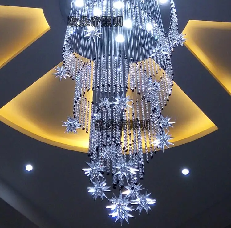 Modern crystal combination chandelier spiral long revolving staircase